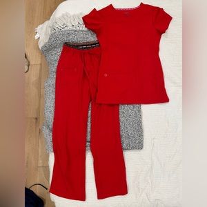 heart soul women’s pitter-pat v-neck solid scrub set, red